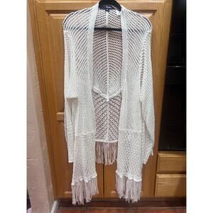 Denim24/7 Women's Open Knit Fringe Cardigan | Size 3X